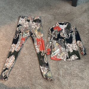 Floral Print Women Pants & Jumpsuit Set